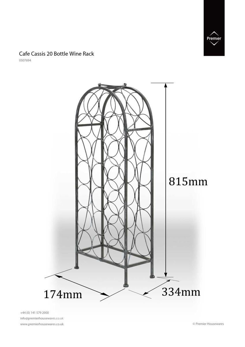 Orsina Cafe Cassis 20-Bottle Wine Rack – Grey Powder Coated Steel