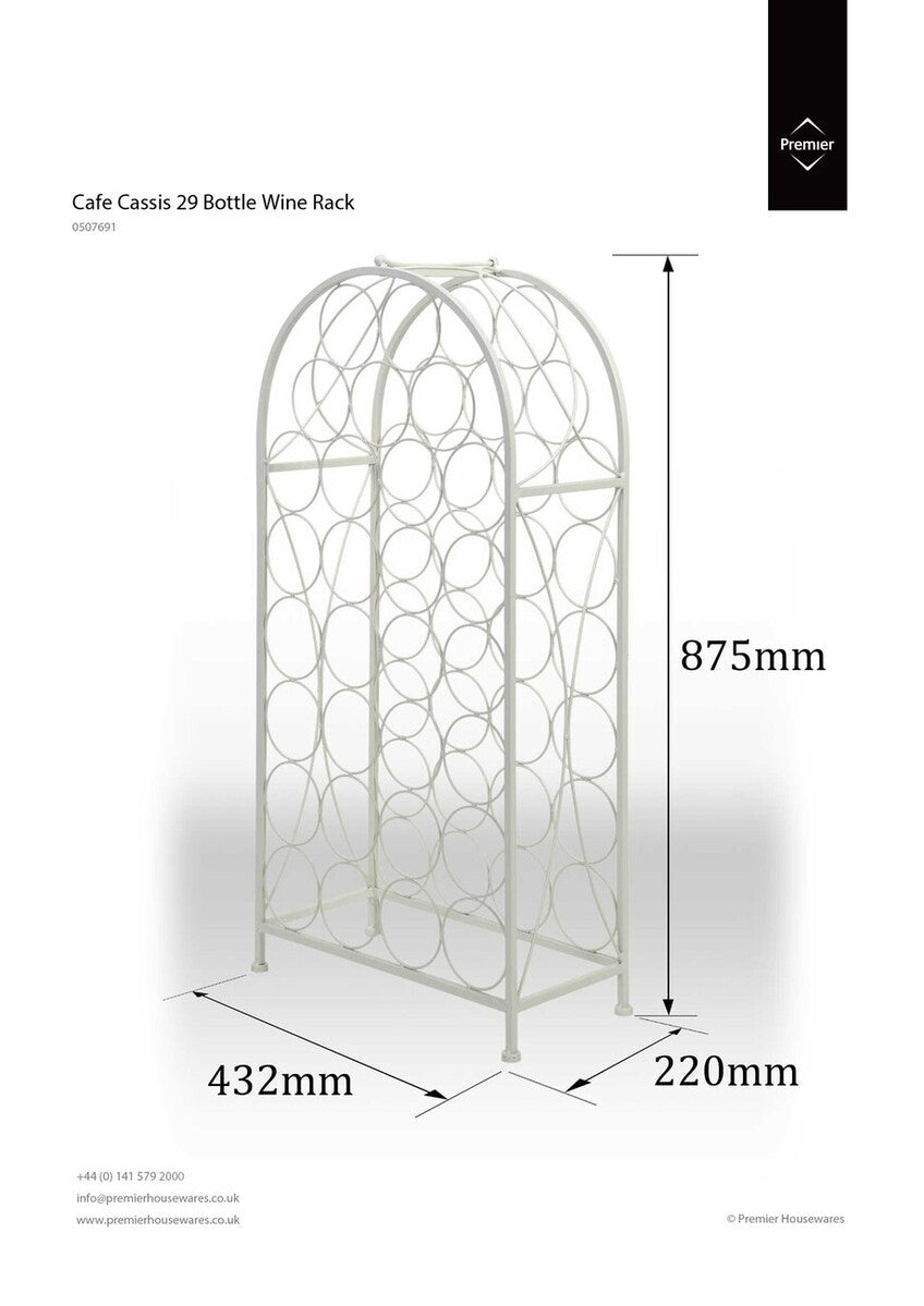 Orsina Cafe Cassis 29-Bottle Wine Rack – Cream Metal Storage