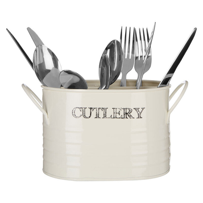 Orsina Sketch Cutlery Caddy – Cream 4-Compartment Utensil Holder