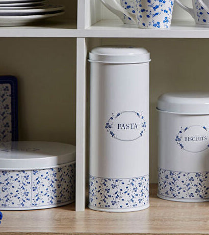 Orsina Blue Rose Pasta Canister – Ceramic Floral Kitchen Storage Jar