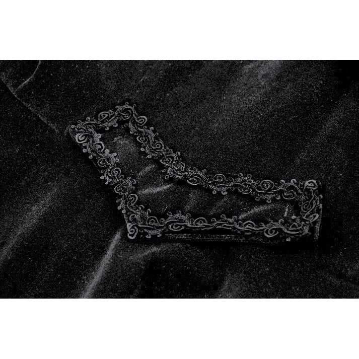 Dark in Love Lilith Officer Velvet Coat – Black Gothic High-Low Jacket