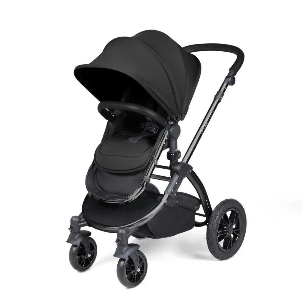 Ickle Bubba Stomp Luxe Travel System with i-Size Stratus Car Seat & ISOFIX Base 12 pcs - Black & Midnight & Black