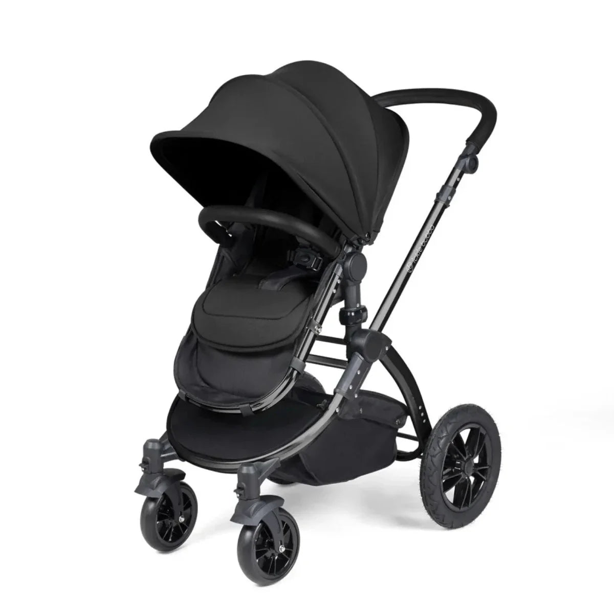 Ickle Bubba Stomp Luxe Travel System with i-Size Stratus Car Seat & ISOFIX Base 12 pcs - Black & Midnight & Black