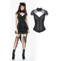 Kate's Clothing Black Floral Lace High-Neck Gothic Corset Top