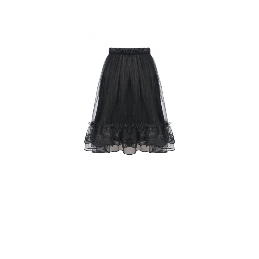 Dark in Love Melisandre Embroidered Velvet Mesh Goth Skirt - Black