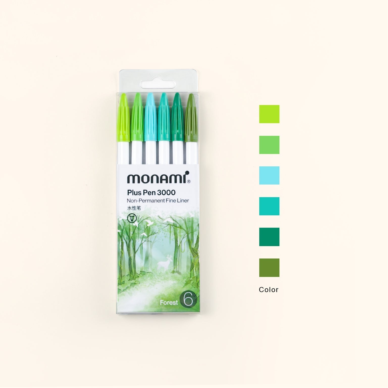 Monami Plus Pen 3000 Set | 0.4mm Fine Liner Journaling Pens - 6 Pcs