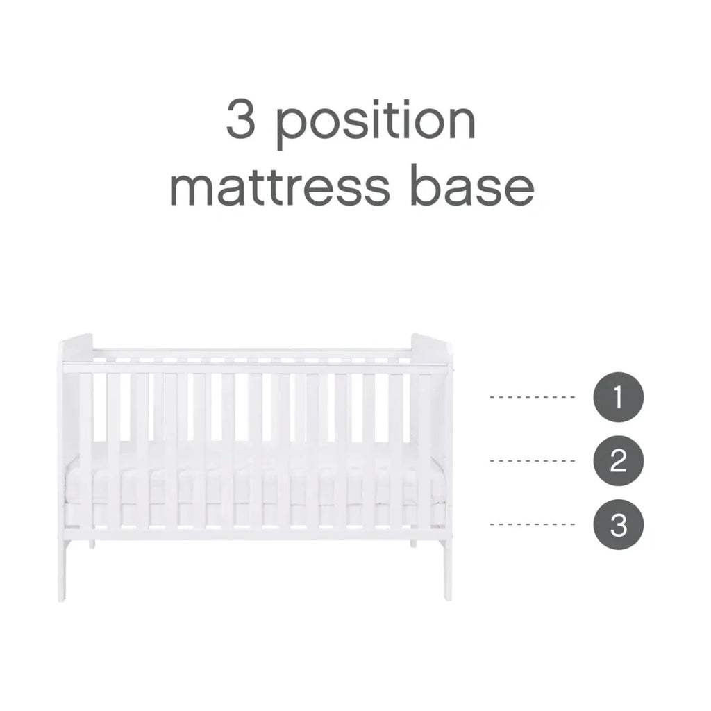 Tutti Bambini Rio Cot Bed with Cot Top Changer & Mattress - White