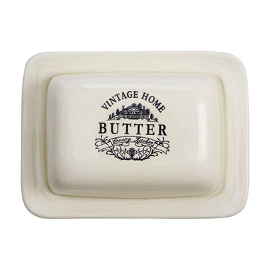 Orsina Vintage Home Cream Ceramic Butter Dish with Lid - Tableware