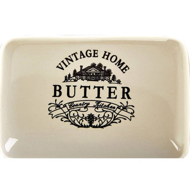 Orsina Vintage Home Cream Ceramic Butter Dish with Lid - Tableware