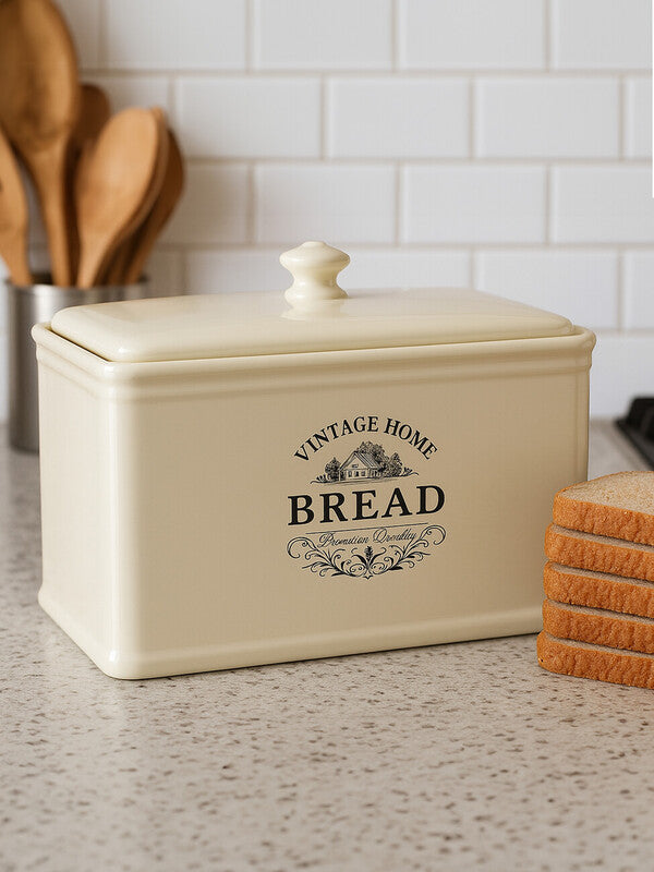 Orsina Vintage Home Cream Ceramic Bread Bin | Farmhouse Kitchen Storage