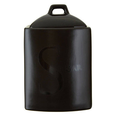 Orsina Black Stoneware Sugar Canister | Ceramic Kitchen Storage Jar