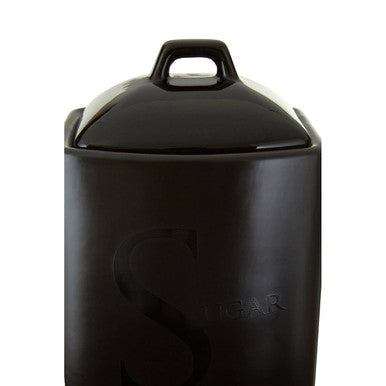 Orsina Black Stoneware Sugar Canister | Ceramic Kitchen Storage Jar