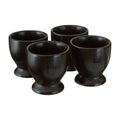 Orsina Black Text Egg Cups – Set of 4 Stoneware Minimalist Holders