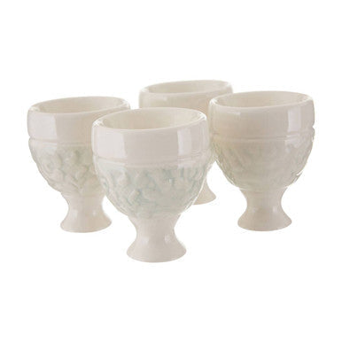 Orsina Georgia Ceramic Egg Cups – Set of 4 Cream Breakfast Holders