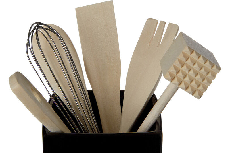 Orsina Vintage Home Black Ceramic Utensil Holder with 6 Cooking Tools