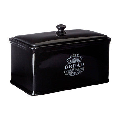 Orsina Vintage Home Black Dolomite Bread Crock – Ceramic Bread Bin