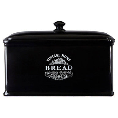 Orsina Vintage Home Black Dolomite Bread Crock – Ceramic Bread Bin