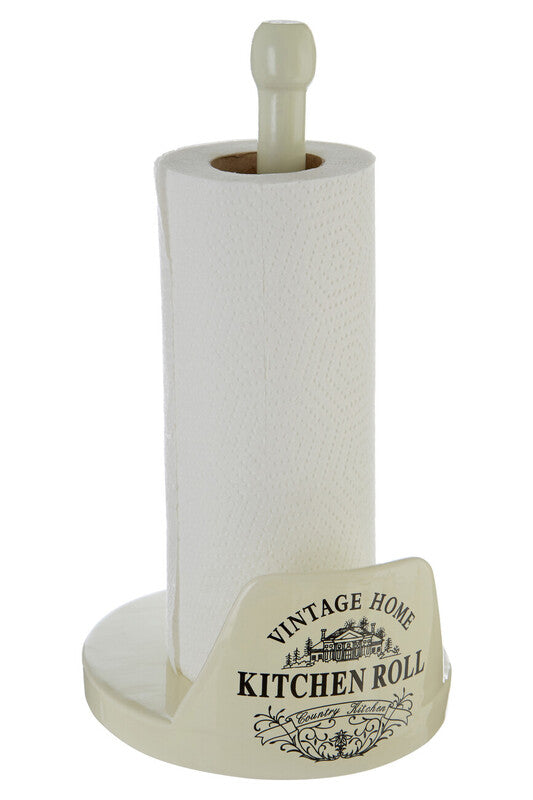 Orsina Vintage Home Kitchen Roll Holder – Cream Dolomite & Pine Wood