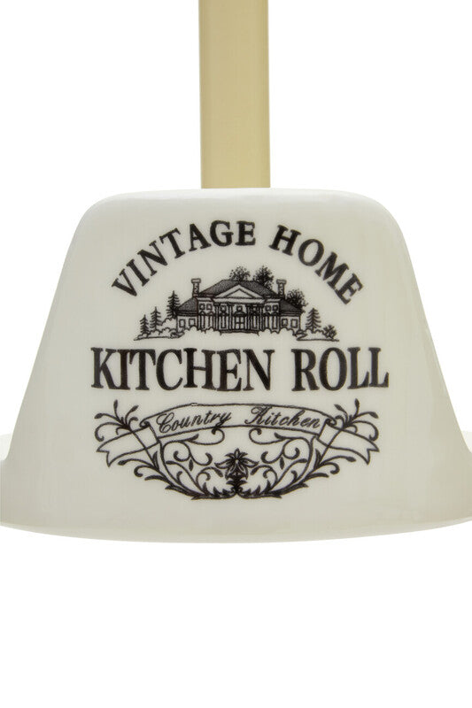 Orsina Vintage Home Kitchen Roll Holder – Cream Dolomite & Pine Wood