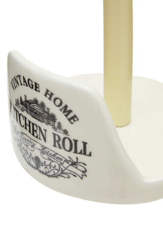 Orsina Vintage Home Kitchen Roll Holder – Cream Dolomite & Pine Wood