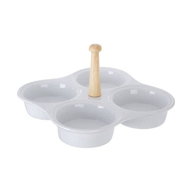 Orsina Dela 4 Section White Ceramic Snack Dish | Modern Serving Platter