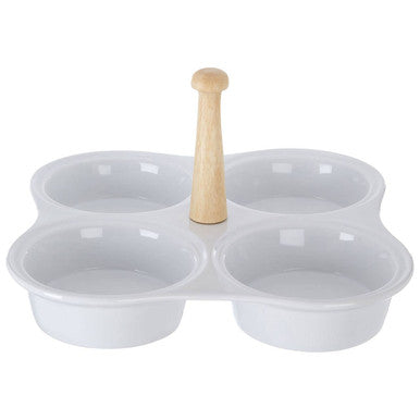 Orsina Dela 4 Section White Ceramic Snack Dish | Modern Serving Platter