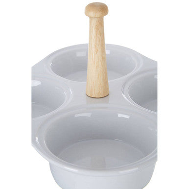 Orsina Dela 4 Section White Ceramic Snack Dish | Modern Serving Platter