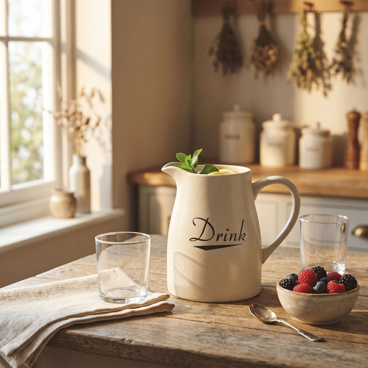 Orsina Coronet Ceramic Jug – 1250ml Cream Pitcher for Milk and Water