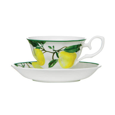 Orsina Orchard Fruits Lemon Tree Cup and Saucer – Bone China Tea Set