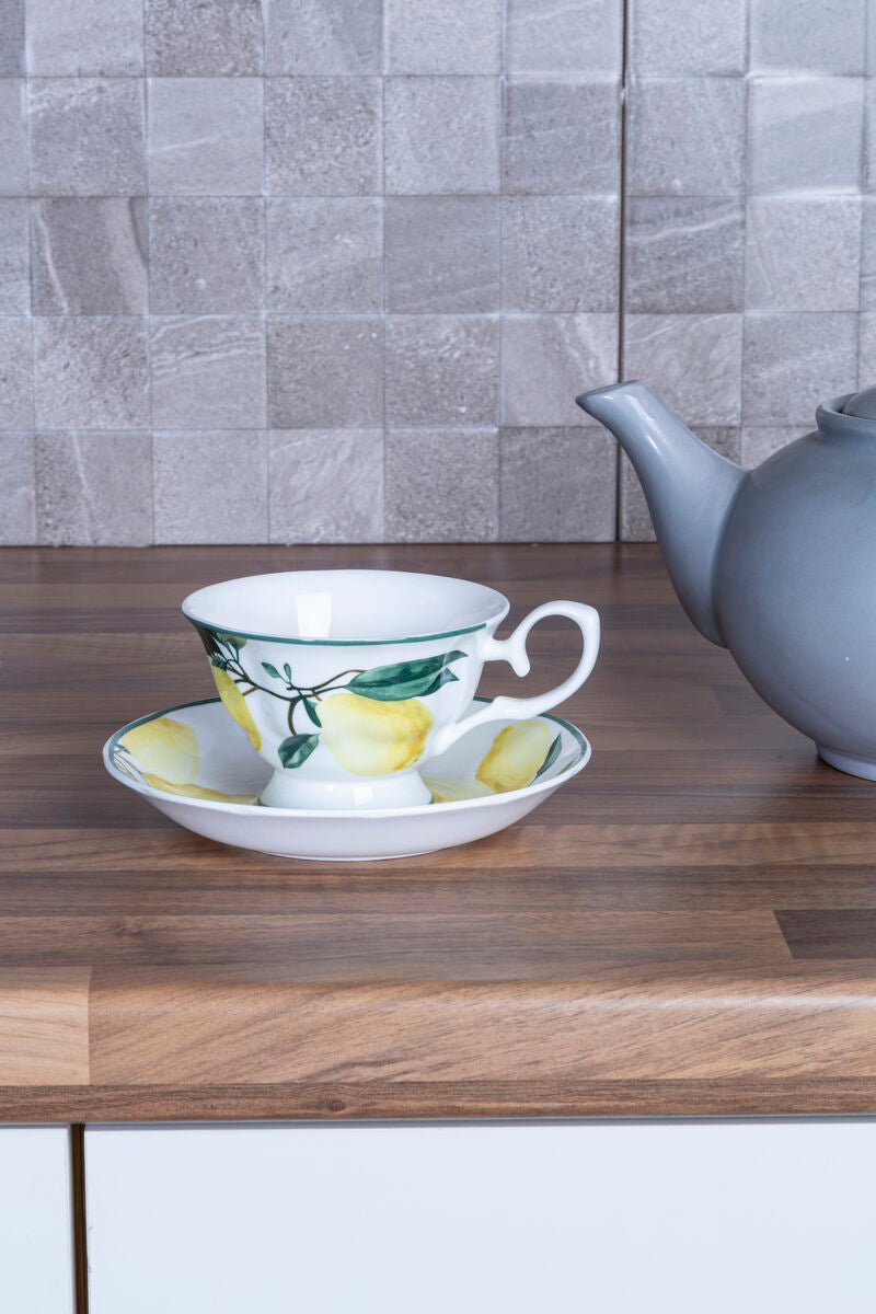 Orsina Orchard Fruits Lemon Tree Cup and Saucer – Bone China Tea Set