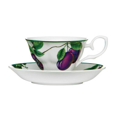 Orsina Orchard Fruits Sugar Plum Bone China Tea Cup and Saucer Set