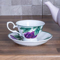 Orsina Orchard Fruits Sugar Plum Bone China Tea Cup and Saucer Set