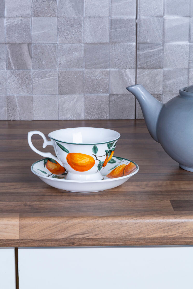 Orsina Orange Grove Bone China Cup and Saucer – Citrus Tea Set