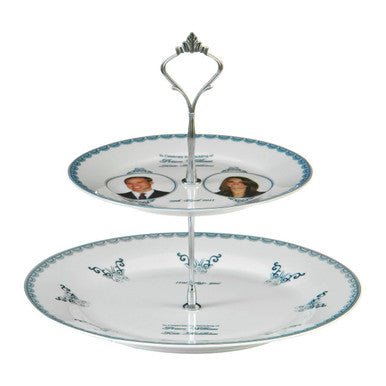Orsina Kate Royal Wedding Cake Stand – Blue Patterned Porcelain
