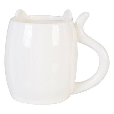 Orsina Gigil Cat Mug – White Ceramic Coffee Cup with Tail Handle