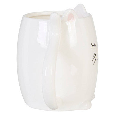 Orsina Gigil Cat Mug – White Ceramic Coffee Cup with Tail Handle