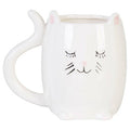 Orsina Gigil Cat Mug – White Ceramic Coffee Cup with Tail Handle