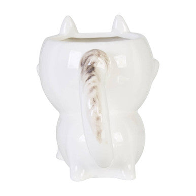 Orsina Gigil White Cat Mug – Ceramic Novelty Coffee Cup with Tail Handle