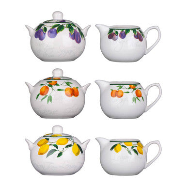 Orsina Orchard Fruits Lemon Tree Sugar and Cream Set | Ceramic Tableware