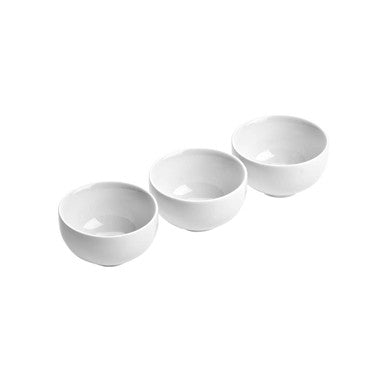 Orsina Dela Set of 3 Round Dip Bowls – White Ceramic Serving Set