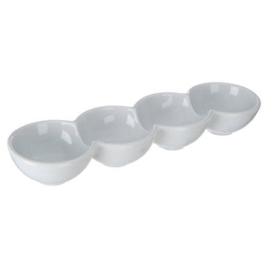 Orsina Dela 4 Section Snack Dish – White Ceramic Appetizer Serving Tray