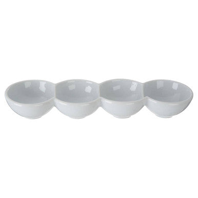 Orsina Dela 4 Section Snack Dish – White Ceramic Appetizer Serving Tray