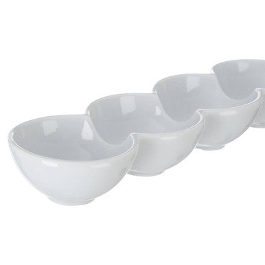 Orsina Dela 4 Section Snack Dish – White Ceramic Appetizer Serving Tray
