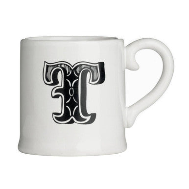 Orsina Carnival Ceramic Mug – White Coffee Cup with Black Lettering