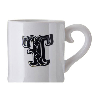 Orsina Carnival Ceramic Mug – White Coffee Cup with Black Lettering