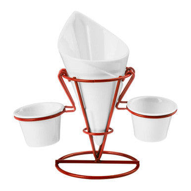 Orsina Hollywood French Fry Cone – Metal Stand with 2 Dip Dishes