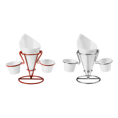 Orsina Hollywood French Fry Cone – Metal Stand with 2 Dip Dishes