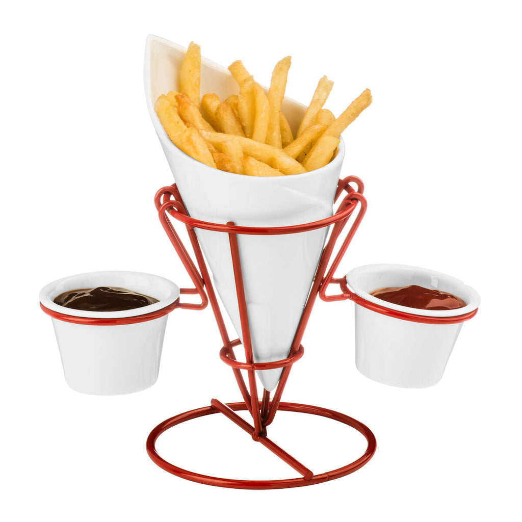 Orsina Hollywood French Fry Cone – Metal Stand with 2 Dip Dishes