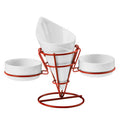 Orsina Hollywood French Fry Cone & 2 Dip Dishes | Red Serving Stand