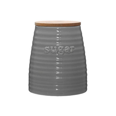 Orsina Winnie Grey Dolomite Sugar Canister – Ribbed Ceramic Storage